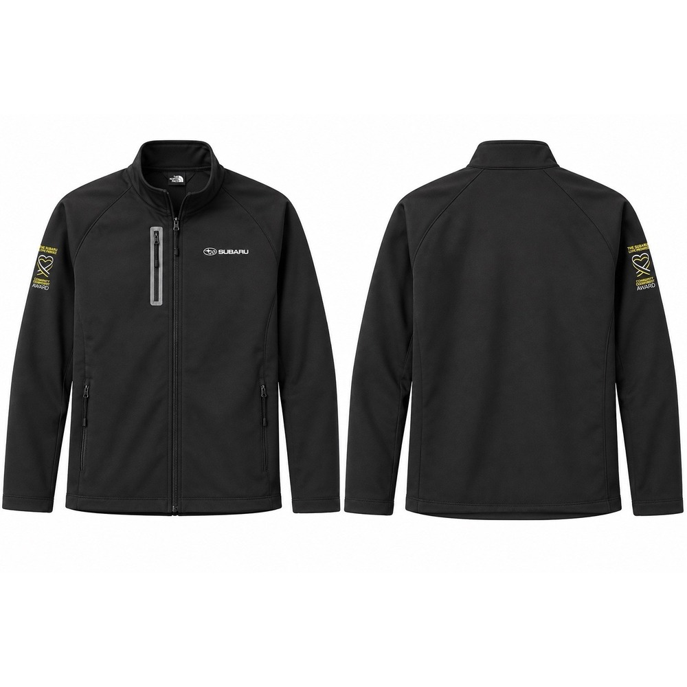 The North Face Jacket Mens 3XL Black Full Zip Softshell Pullover Subaru Logo